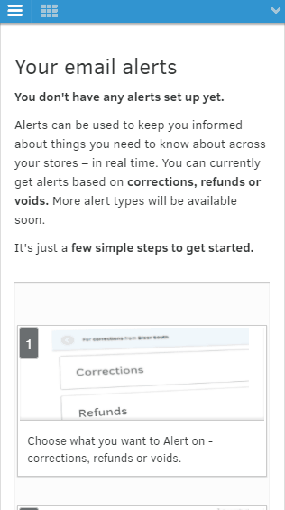 Animation showing the screen flow for creating an alert